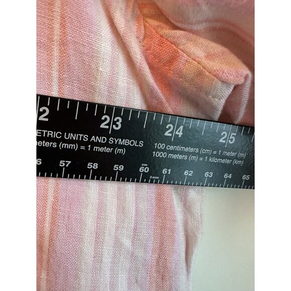 Sigrid Olsen SO Blue Linen Pink Stripe Blouse Womens 1X Plus - Picture 9 of 10